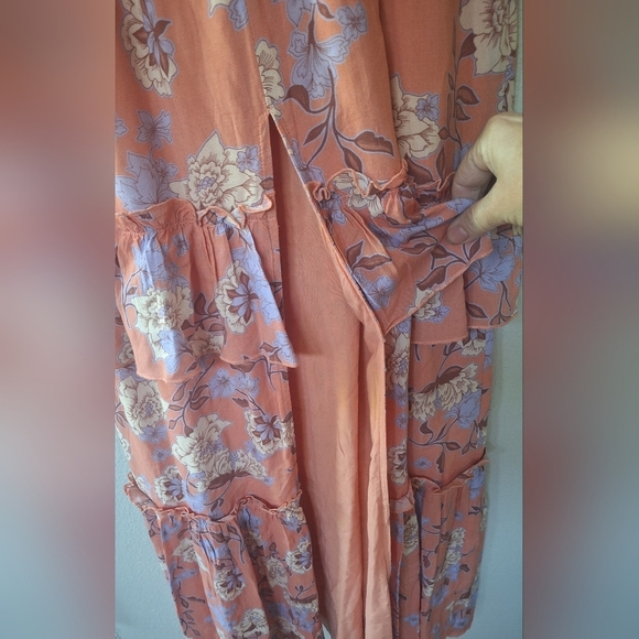 Ale By Alessandra X Revolve Lina Floral Maxi Dress Smocking Vneck Womens XS - Picture 10 of 11